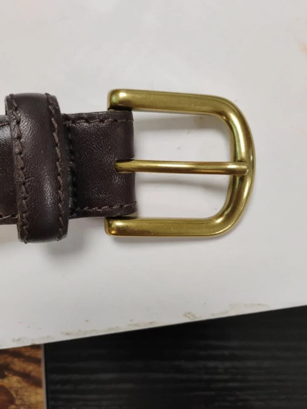 L.L.Bean Men’s Brown Full Grain Leather Belt Size 32 Brass Buckle USA